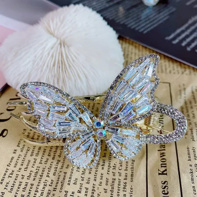 Fashion Zircon Hollow Butterfly Women Hair Clip Alloy Fresh Sweet Horsetail Clamp
