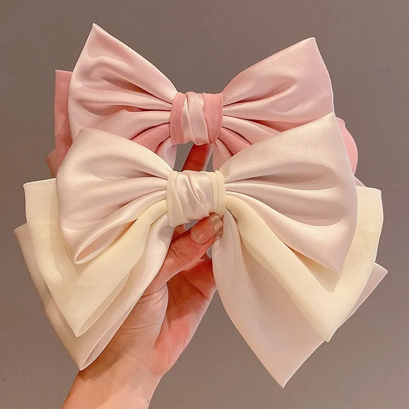 Satin Three-Layer Big Bow Hair Clip Women's Hair Accessories