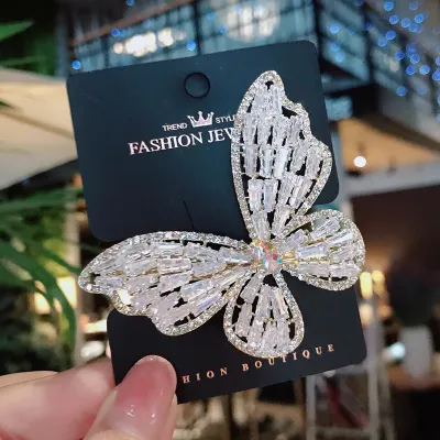 Crystal Zircon Rhinestone Women Butterfly Spring Hair Clip