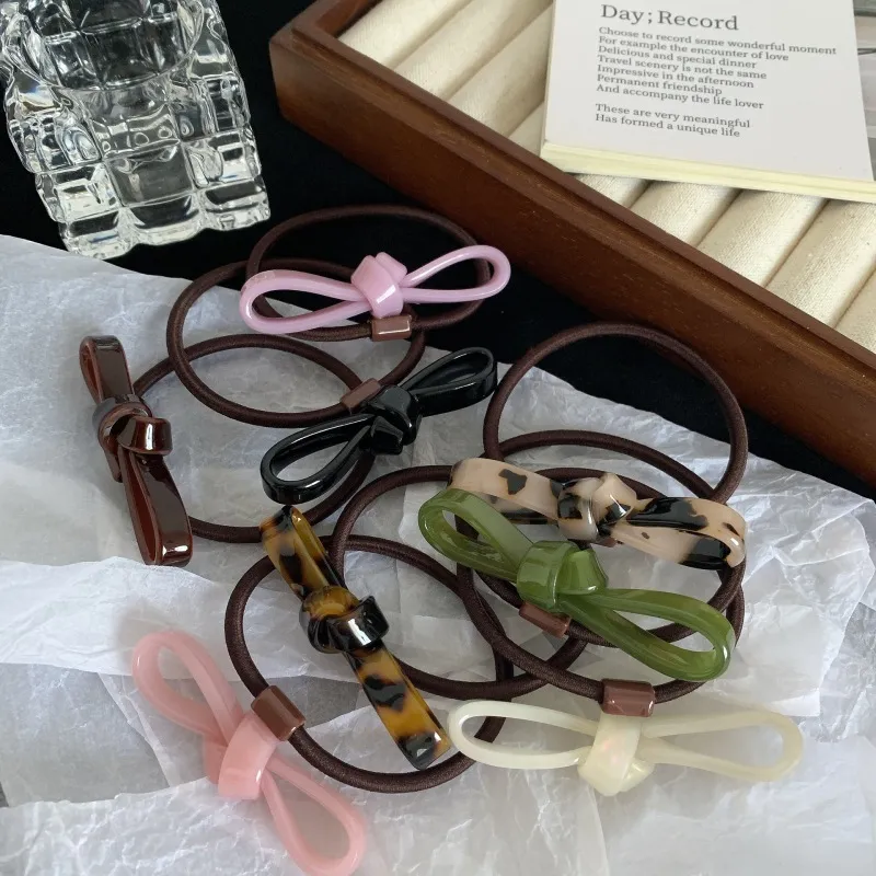Women Fashion Acrylic Bow High Elasticity Hair Rope
