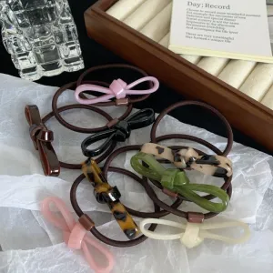 Women Fashion Acrylic Bow High Elasticity Hair Rope