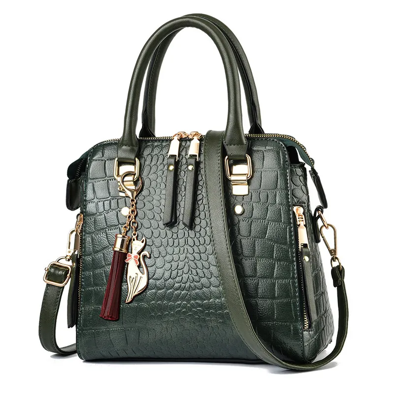 Women's Vintage Crocodile Print Large Capacity Tote Bags Handbags PU Shoulder Bag