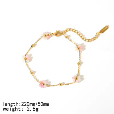 Cute Flower Bracelet Set 18k Gold Stainless Steel Simple Design Fashion Jewelry