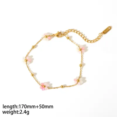 Cute Flower Bracelet Set 18k Gold Stainless Steel Simple Design Fashion Jewelry