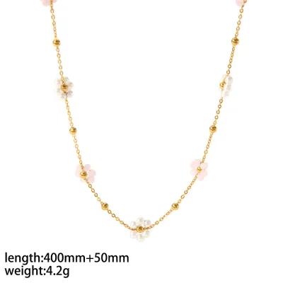 Cute Flower Bracelet Set 18k Gold Stainless Steel Simple Design Fashion Jewelry