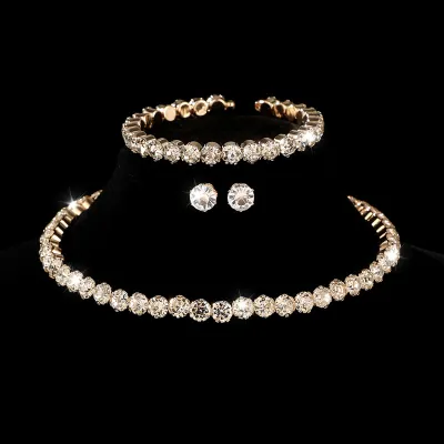 Fashion Rhinestone Wedding Bridal Necklace Bracelet Earring Set