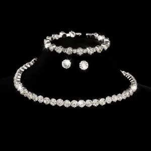 Fashion Rhinestone Wedding Bridal Necklace Bracelet Earring Set