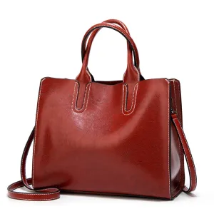 Women's Solid Large Capacity Handbag with Zipper