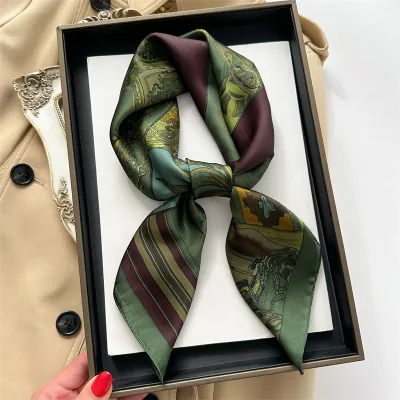 Spring Summer Cartoon Cute Silk Like Satin Square Scarf