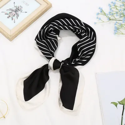 70*70 Striped Print Women Elegant Square Scarf