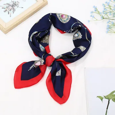 70*70 Striped Print Women Elegant Square Scarf