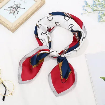 70*70 Striped Print Women Elegant Square Scarf