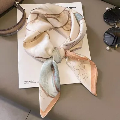 70*70 Striped Print Women Elegant Square Scarf