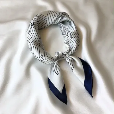 70*70 Striped Print Women Elegant Square Scarf