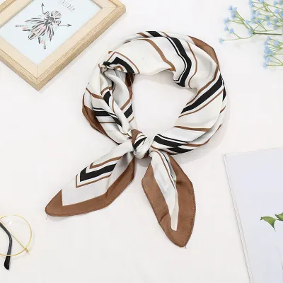 70*70 Striped Print Women Elegant Square Scarf