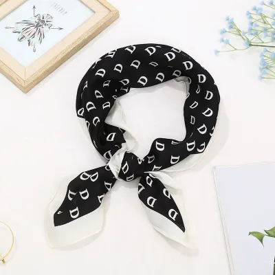 70*70 Striped Print Women Elegant Square Scarf