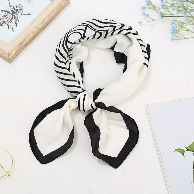 70*70 Striped Print Women Elegant Square Scarf