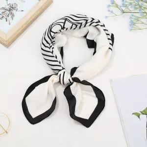 70*70 Striped Print Women Elegant Square Scarf