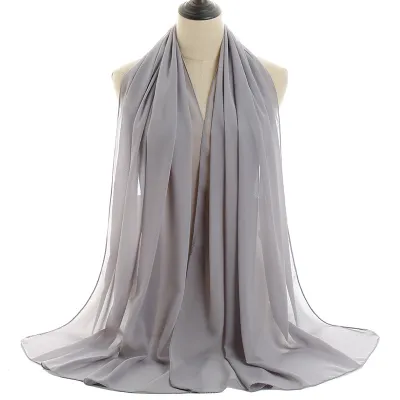 Summer Solid Color Women Pearl Chiffon Bubble Scarf