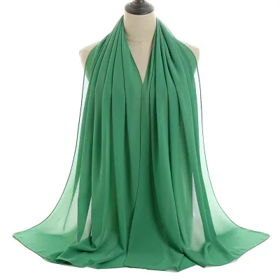 Summer Solid Color Women Pearl Chiffon Bubble Scarf