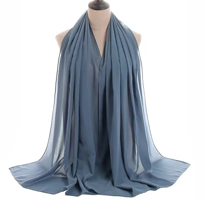 Summer Solid Color Women Pearl Chiffon Bubble Scarf