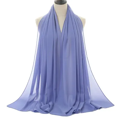 Summer Solid Color Women Pearl Chiffon Bubble Scarf