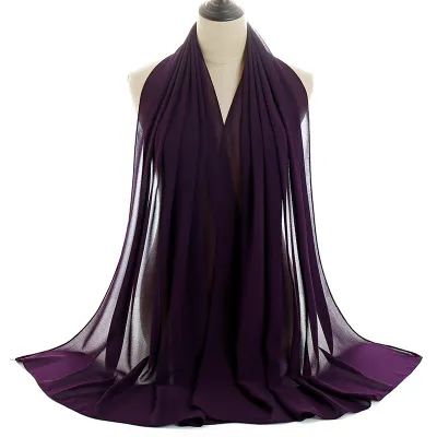 Summer Solid Color Women Pearl Chiffon Bubble Scarf