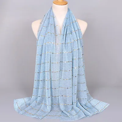 Women Fashion Sequins Thin Breathable Scarf
