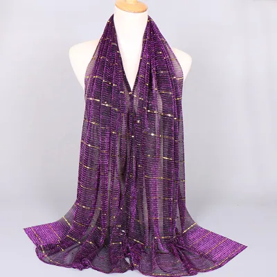 Women Fashion Sequins Thin Breathable Scarf