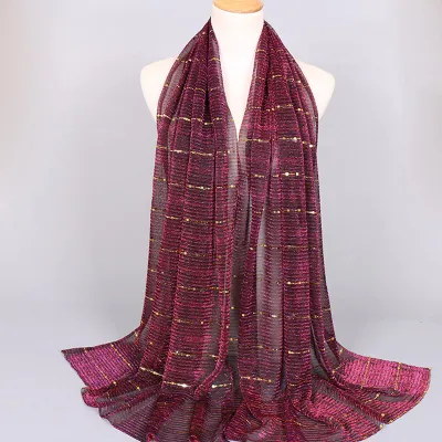 Women Fashion Sequins Thin Breathable Scarf