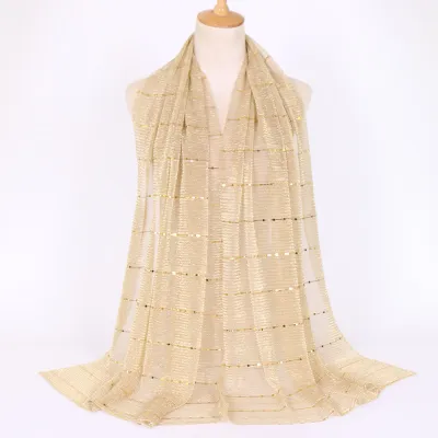 Women Fashion Sequins Thin Breathable Scarf