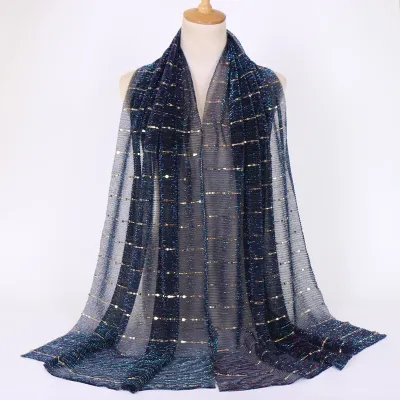 Women Fashion Sequins Thin Breathable Scarf
