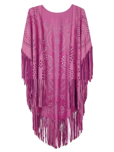 Fashion Boho Summer Women Tassel Shawl Vintage Suede Cloak Scarf