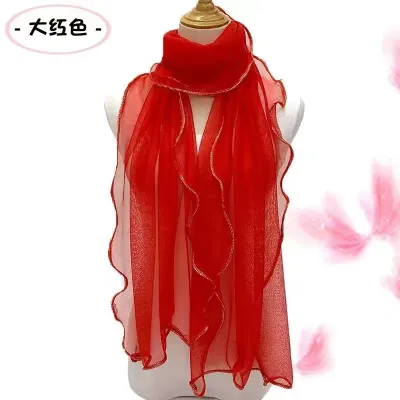 Solid Color Fashion Women Curled Ruffled Stretch Silk Scarf