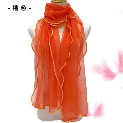 Solid Color Fashion Women Curled Ruffled Stretch Silk Scarf