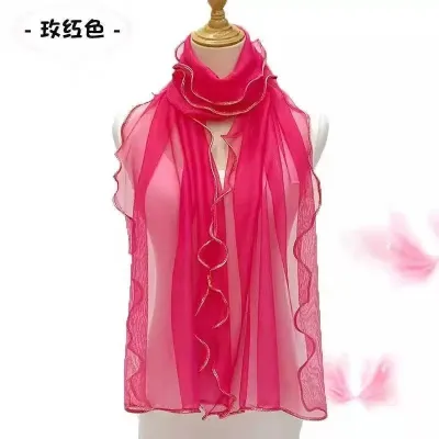 Solid Color Fashion Women Curled Ruffled Stretch Silk Scarf