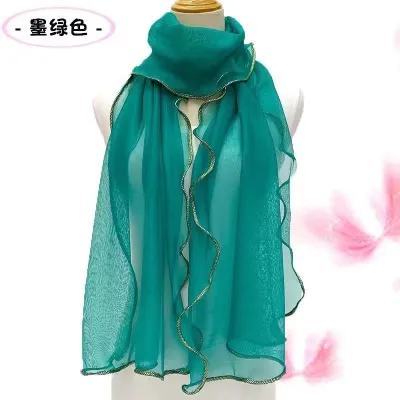 Solid Color Fashion Women Curled Ruffled Stretch Silk Scarf