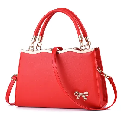 Women's Fashion Solid Color Bow Large Capacity Handbag