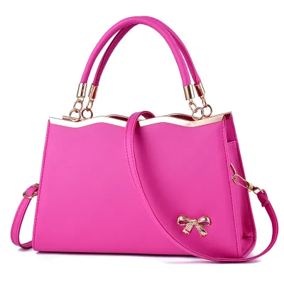 Women's Fashion Solid Color Bow Large Capacity Handbag