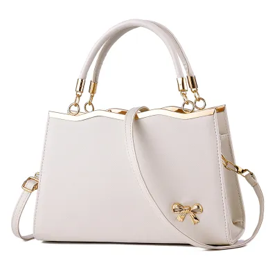 Women's Fashion Solid Color Bow Large Capacity Handbag