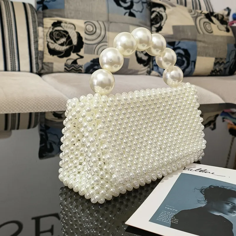Elegant Pearl Beaded Evening Bag Clutch