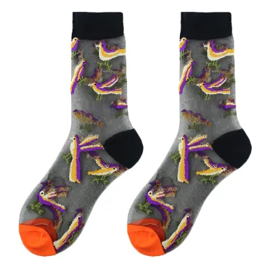 Spring Summer Women Thin Mid-Tube Fashion Flower Mesh Socks