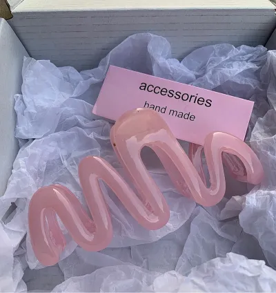 Summer Jelly Color Wave Hair Claw Grip Plastic Resin Fresh Sweet Style
