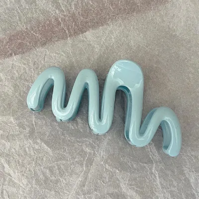 Summer Jelly Color Wave Hair Claw Grip Plastic Resin Fresh Sweet Style