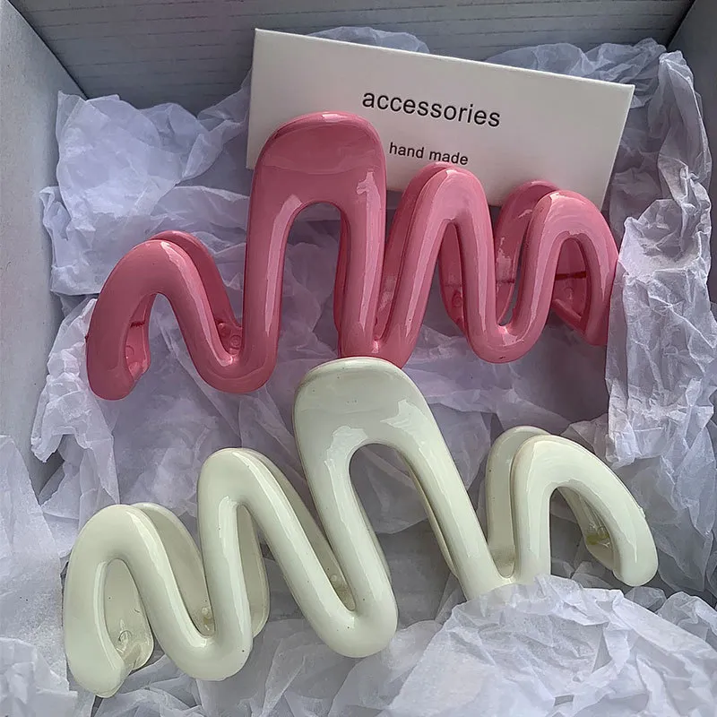 Summer Jelly Color Wave Hair Claw Grip Plastic Resin Fresh Sweet Style