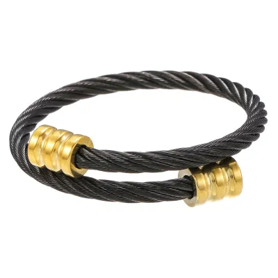 Fashion Men Stainless Steel Geometric Twisted Bracelet Bangle