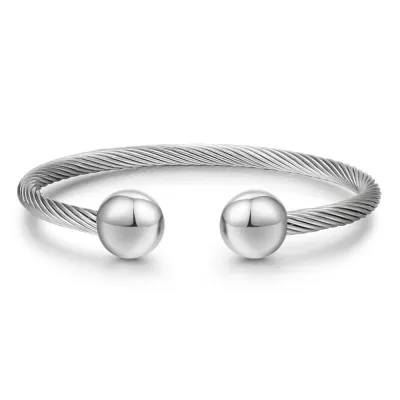 Fashion Men Stainless Steel Geometric Twisted Bracelet Bangle