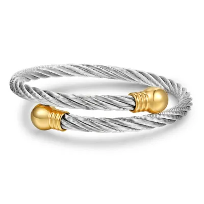 Fashion Men Stainless Steel Geometric Twisted Bracelet Bangle