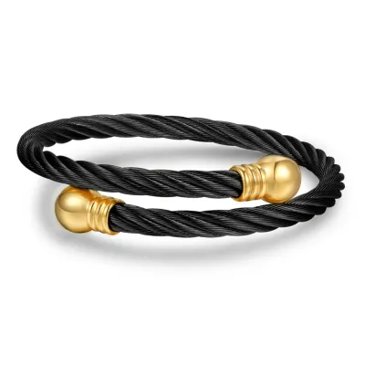 Fashion Men Stainless Steel Geometric Twisted Bracelet Bangle