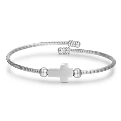 Fashion Men Stainless Steel Geometric Twisted Bracelet Bangle